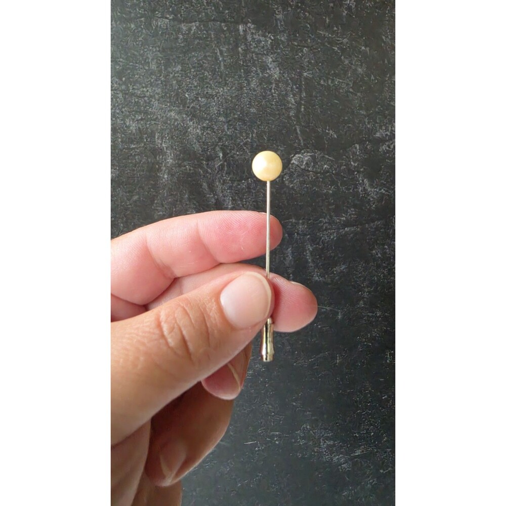 Faux Pearl Silver Tone Metal Stick Pin Vintage Costume Jewelry READ Description